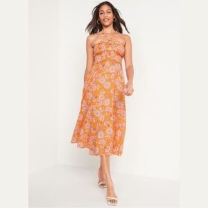 Old Navy Fit & Flare Sleeveless Halter Floral-Print Maxi Dress
